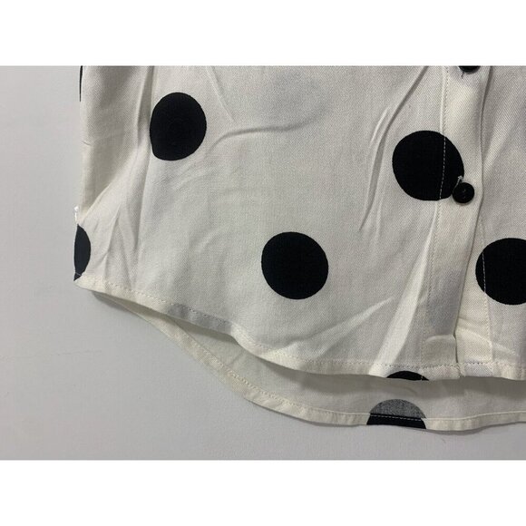 Women's XS Minnie Mouse Polka Dot Embroidered Collar Short Sleeve Blouse - Picture 2 of 13